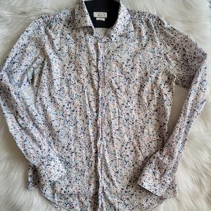 Zara Man long sleeve floral button down shirt